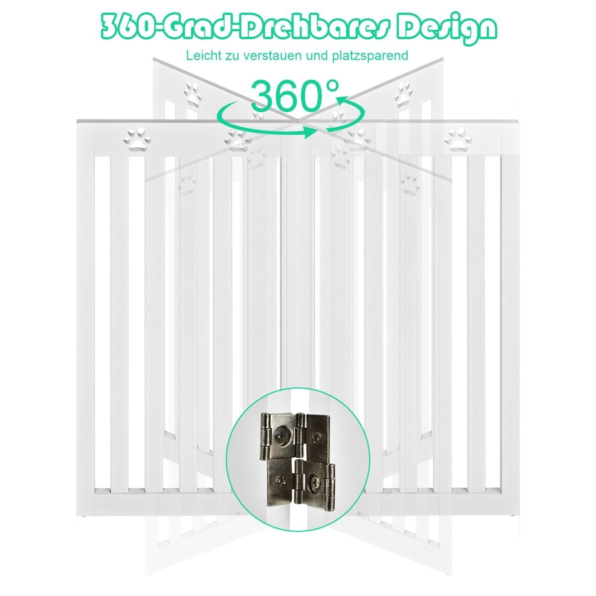 Clôture pour chien en bois autoportante Clôture pour chien pliable en 3 parties avec charnières flexibles Blanc