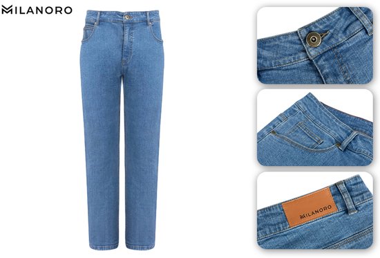Milanoro - Jean stylé pour homme - Bleu foncé - L38 - L30