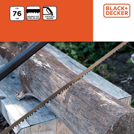 BLACK+DECKER Scie à archet BXGTTO7034 - 30"/76CM - Poignée souple et confortable - Absorption des chocs - Protection des articulations - Acier - Noir/Orange