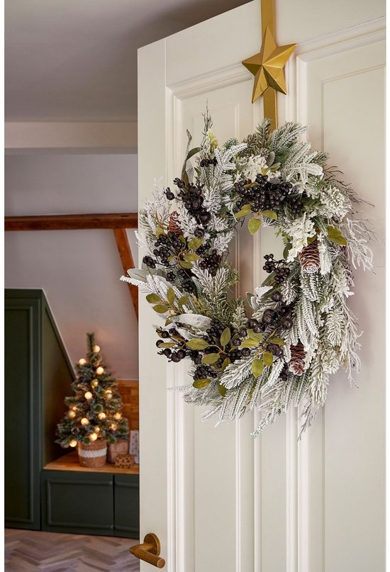 Mica Decorations : couronne de Noël « Vesper » avec des pommes de pin - H 13 x Ø 50 cm - Noir