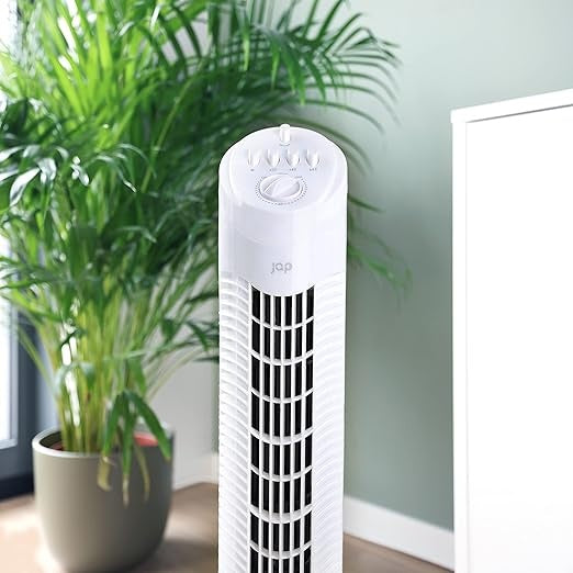 Ventilateur - JAP Québec - 3 vitesses - Ventilateur de tour - Minuteur - Ventilateur colonne oscillant - Ventilateur sur Pied - Blanc