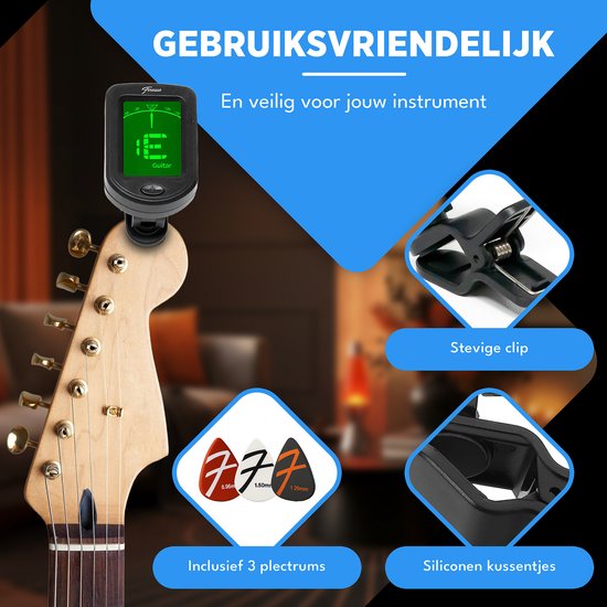 Finesse Tuner Guitare, Basse, Violon, Ukelele - Accordage chromatique - Accordeur
