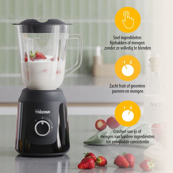 Mixeur Tristar 350 W - BL-4482 - 1 L - Mixeur à smoothies et broyeur à glace - Noir