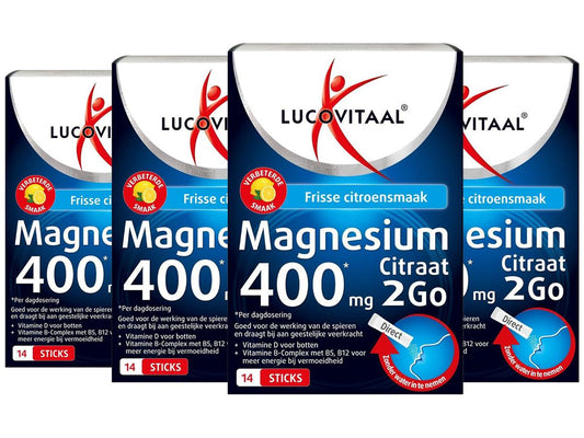 Lucovitaal Citrate de magnésium 2Go - 400 mg par sachet - 14 sachets - lot économique