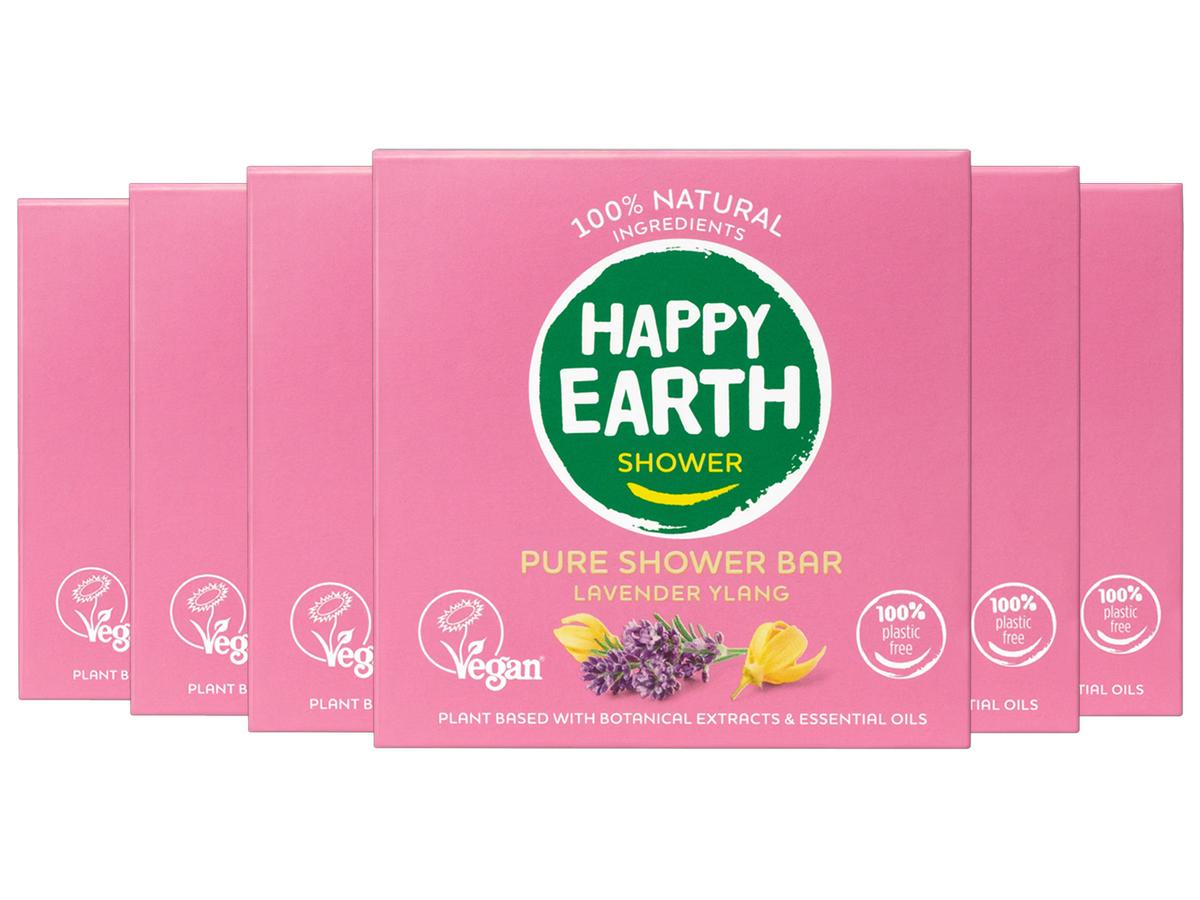 Happy Earth Shower Bar Naturel - Lavande & Ylang-ylang - Lot économique 6 x 90 grammes