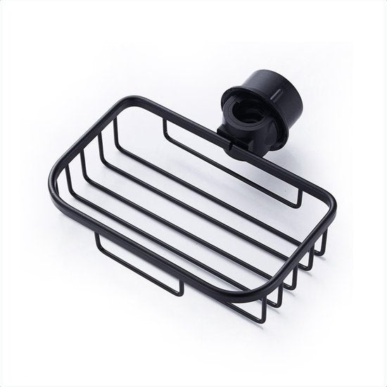 Goliving Support de douche suspendu - Support de douche - Sans perçage - Support de cuisine - Organisateur d'évier - Accessoires de salle de bain - 19,5 cm - Lot de 2 - Noir