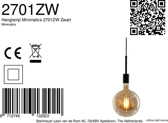 Suspension Minimalics 2701ZW Noir - Réglable en hauteur (42-170 cm) - Plastique, métal - Mexlite