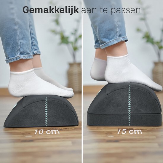 CozySense® Footrest Desk - Tabouret ergonomique à 2 hauteurs - Antidérapant et housse Sherpa lavable - Repose-pieds pour la maison et le bureau - Noir