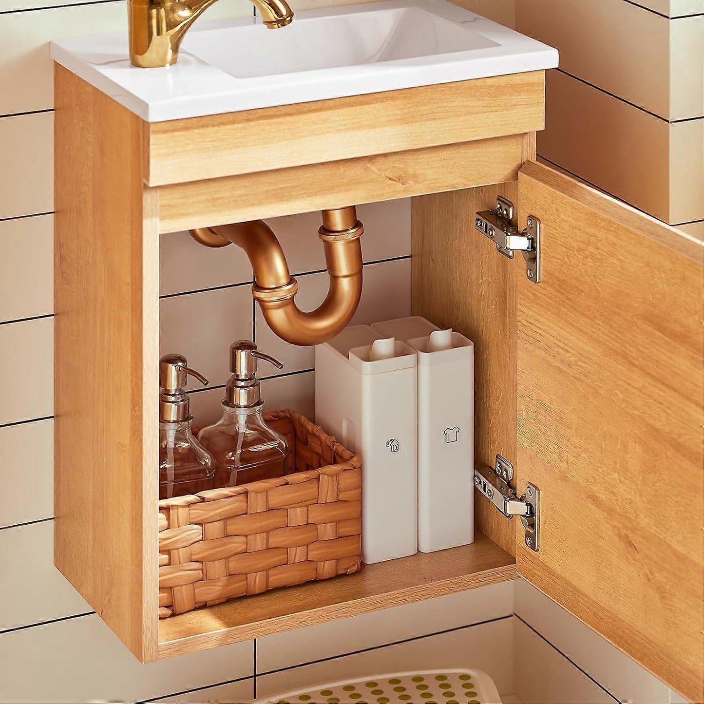 SoBuy Meuble évier - Bzr169-n - Panneau de particules et céramique - Max. 11kg. - 41x25x52cm - Marron