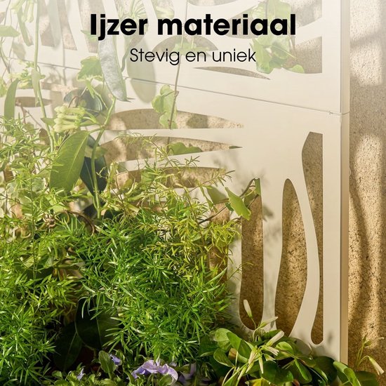 Mica Decorations Sapri Support pour plantes - Jardinière avec treillis pour plantes grimpantes - Support pour plantes autonome ou à fixer au mur - 57,5 x 21 x 118 cm - Blanc cassé