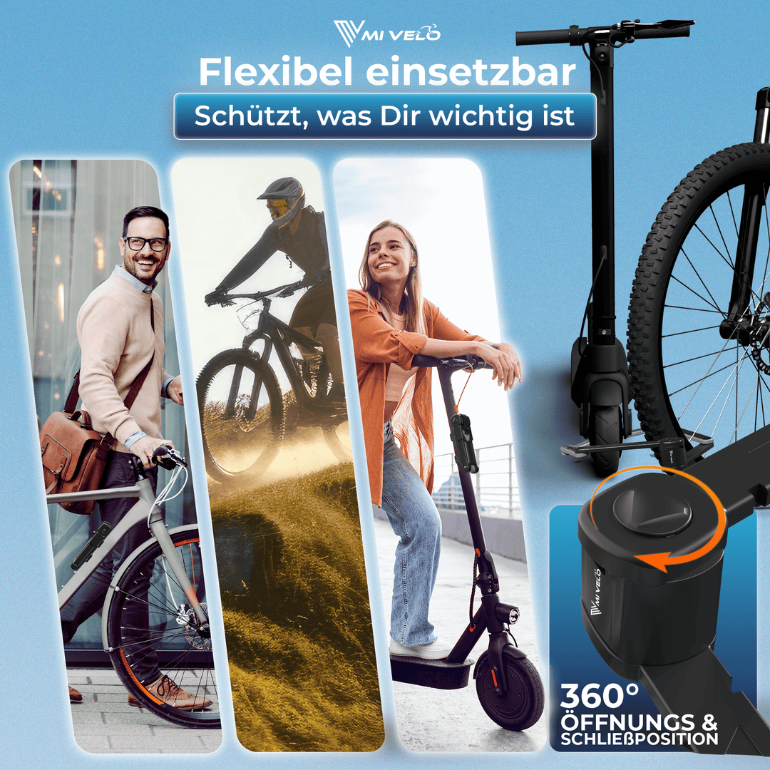 Antivol à vélo MIVELO pliable haute sécurité, 85 cm de long I Antivol à vélo avec clé, support inclus I Idéal pour les vélos électriques, les VTT et les vélos de course I Antivol à vélo (clé, 85 cm)