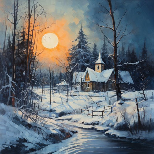 Rubye® Peinture au diamant - Peinture au diamant adultes - Peinture au diamant enfants - Package peinture au diamant complet - Maison d'hiver -30x30cm