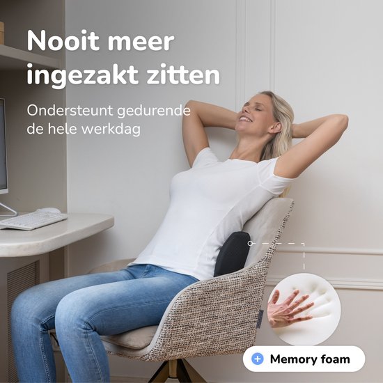 Alyze Coussin ergonomique pour le dos - Coussin lombaire voiture - Bas du dos - Coussin de lecture - Mousse à mémoire de forme - Coussin de soutien pour le lit et le canapé - Coussin de soutien orthopédique avec housse lavable