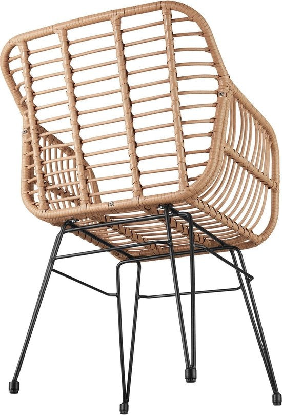 tectake® - Ensemble de sièges en osier pour l'extérieur, meubles pour 2 personnes, 3 pièces. Ensemble bistro, meubles de balcon, ensemble de meubles de jardin avec 2x chaises + table, petit salon résistant aux intempéries pour le jardin, le balcon ou la t