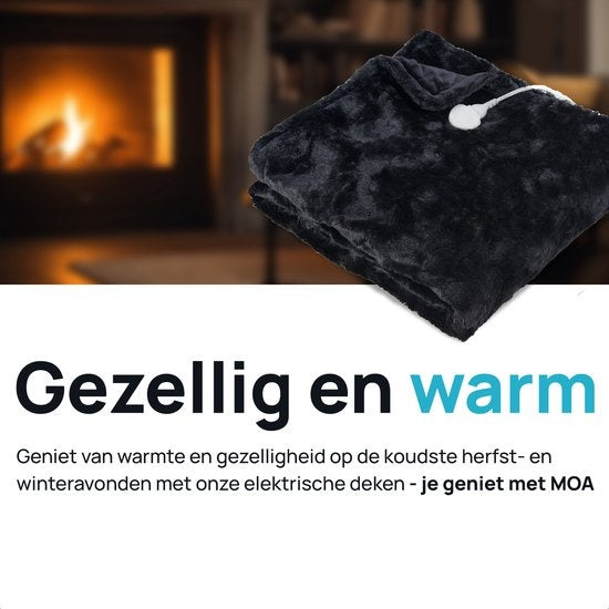 MOA Couverture chauffante électrique - Flanelle - Couverture supérieure - Super douce - 180x130 - Noir - EOB180B
