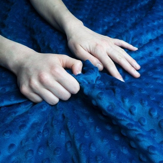 Housse pour la couverture d'aggravation d'Ella | Pour la variante de 2,4kg 90x120cm | Coton bio et tissu minky | Bleu et gris