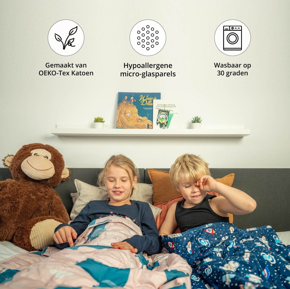 Ella® Couverture lestée pour enfant 3.2kg - 100 x 150cm  - OEKO-TEX Coton - Hippopotame