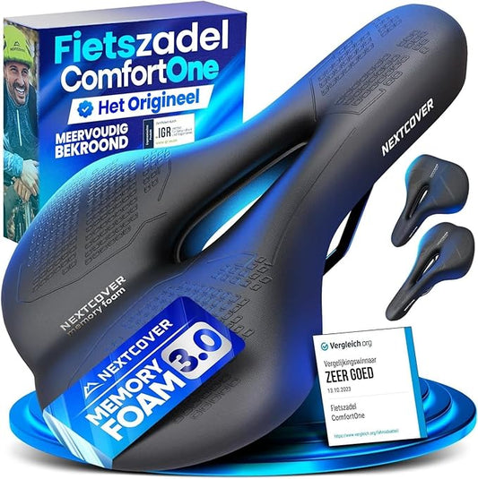 Selle de vélo Nextcover ComfortPro - Mousse à mémoire de forme - Imperméable - Respirante - Noire