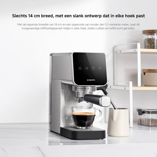 Machine à expresso semi-automatique Xiaomi | Machine à expresso | Pression de pompe de 20 bars | 1 350 W | Réservoir d'eau de 0,9 L | Mousseur à lait en acier inoxydable | 1 ou 2 tasses | Compacte