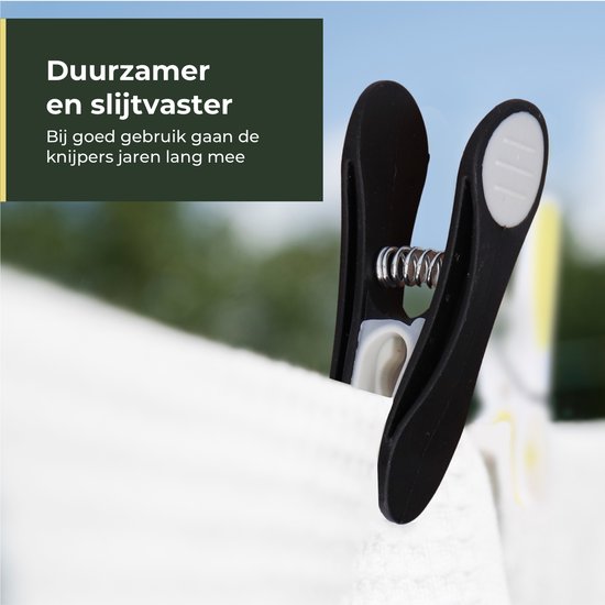 Gandria Pinces à linge 48 pièces - Pinces à linge en plastique - Lot de 48 pinces à linge en plastique - Pinces à linge pour portemanteau 10 Kg - Noir/Blanc et Blanc/Noir