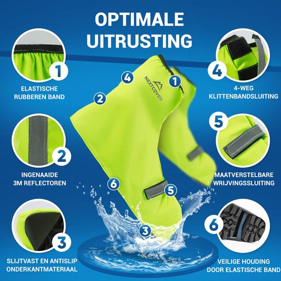 Nextcover® Couvre-chaussures imperméables | Chaussures de pluie 100% imperméables pour vélo | Couvre-chaussures réfléchissant réutilisable| Couvre-chaussures imperméables | Couvre-chaussures | Protection des chaussures | Couvre-chaussures de cyclisme