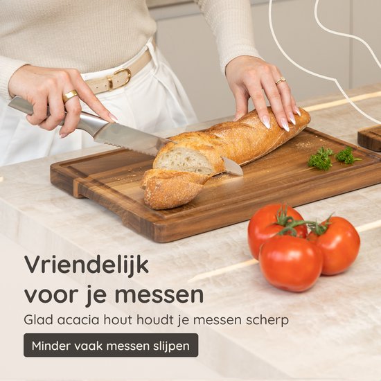 Deleca 3-Piece Cutting Board Set Seville with Holder - Planches à découper (40x30 | 33x24 | 26x18 cm) - Pour la cuisine, planche à servir, planche à fromage, planche à boire, planche à découper et planche à tapas - Bois d'acacia FSC