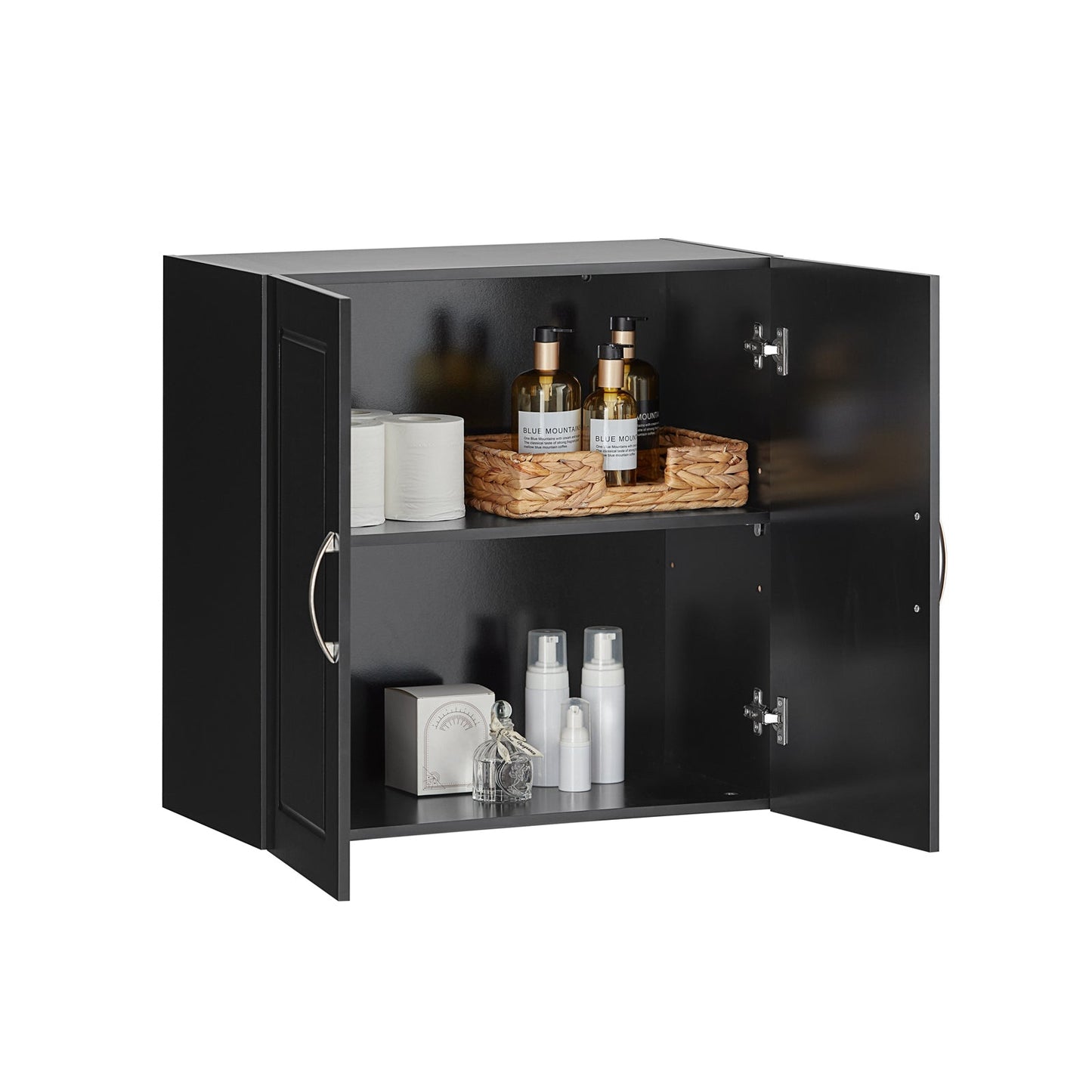 SoBuy Armoire murale 2 portes - 60x30x60 cm - Noir - Etagère réglable