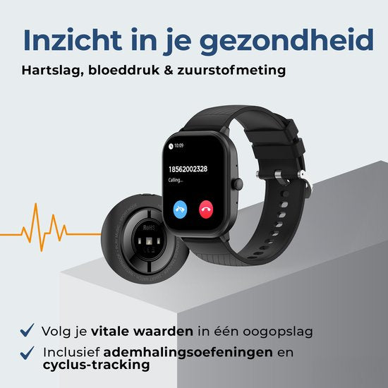 Montre connectée Denver - Android / iOS - Fonction téléphone complète - Écran AMOLED - Montre de sport - Cardiofréquencemètre - Oxymètre de pouls - Moniteur de sommeil - SWC187B