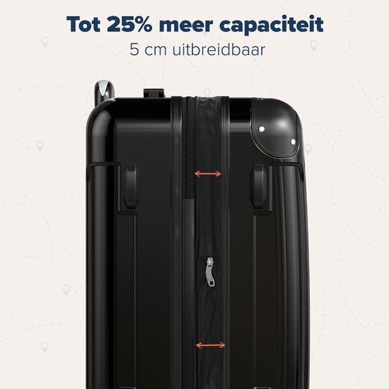 TRVLMORE Valise à main - 45L - Serrure TSA - Léger - Extensible - Trolley - 54x36x22cm - Noir