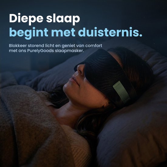 Masque de sommeil PurelyGoods® - Masque pour les yeux - Occultant - Hommes et femmes - Coton - Noir