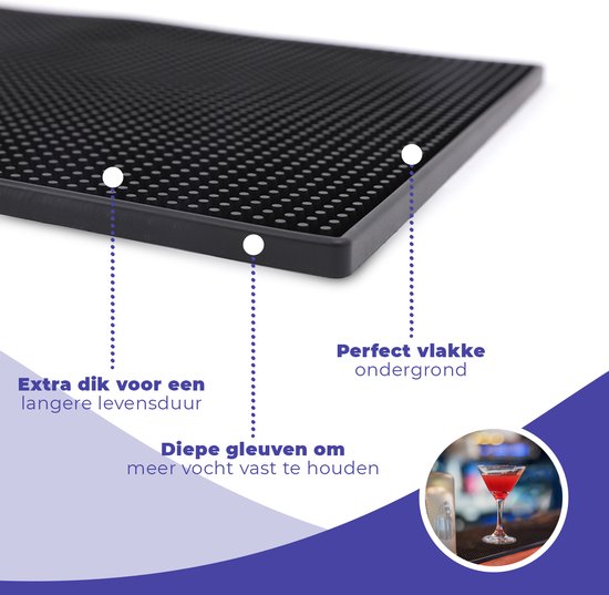 Aerend® Tapis anti-gouttes multifonctions - Tapis de bar - Tapis de vaisselle et de comptoir pour camping-car - Caoutchouc noir antidérapant - 30x45 CM