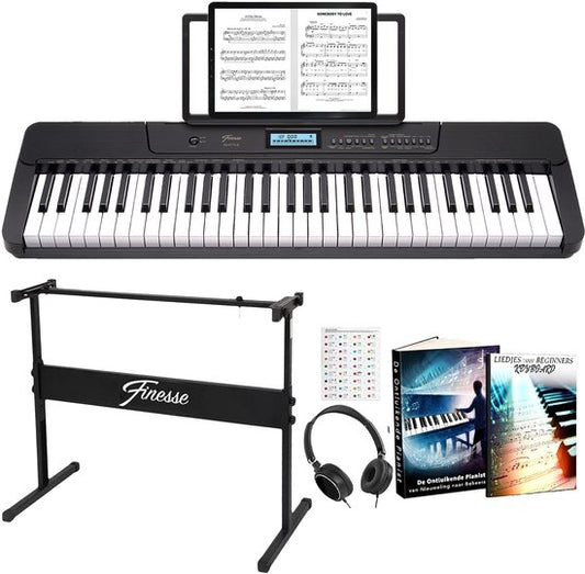Finesse Keyboard Piano - Stand & Accessories - 61 Keys - MIDI - Digital Piano - Electric Piano - Child