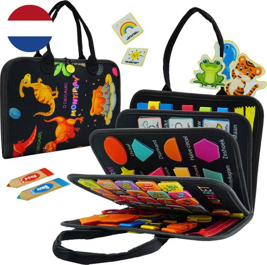 MontiPlay® Montessori Toys - Jouets sensoriels - Tableau d'activités - Tableau d'occupation - Livre d'activités de la maison Montessori - Educatif - Jouets sensoriels - Jouets dinosaures