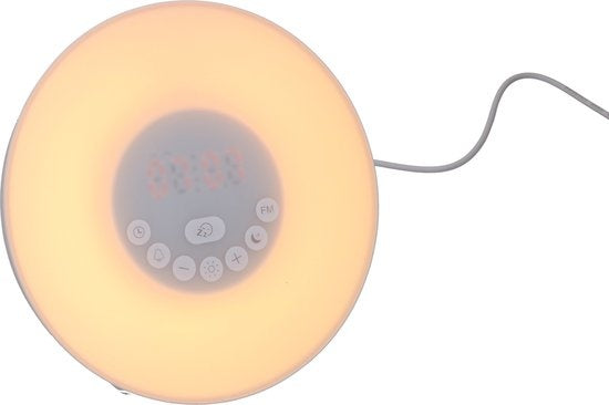 Grundig Wake Up Light - Veilleuse avec affichage de l'heure - Alarme lumineuse avec radio FM et sons naturels