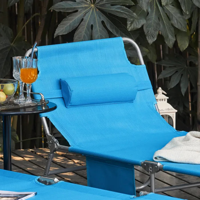 SoBuy Chaises longues - OGS35-B - Lot de 2 - Réglable - 195x62x29cm - Bleu