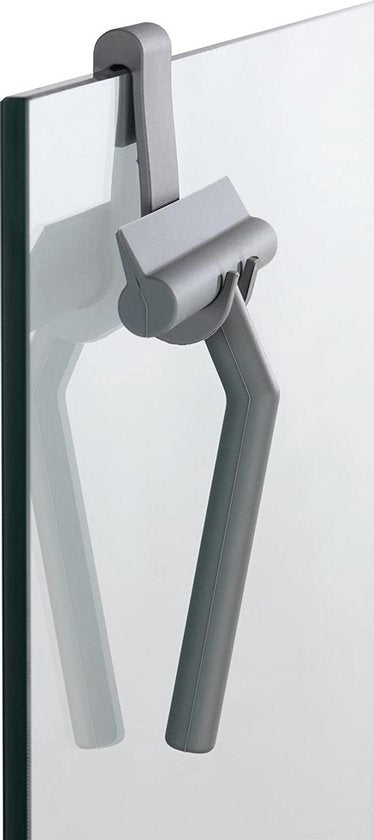 WENKO Raclette de douche avec crochet de suspension Mola en acier inoxydable gris - Raclette de fenêtre - Raclette de douche