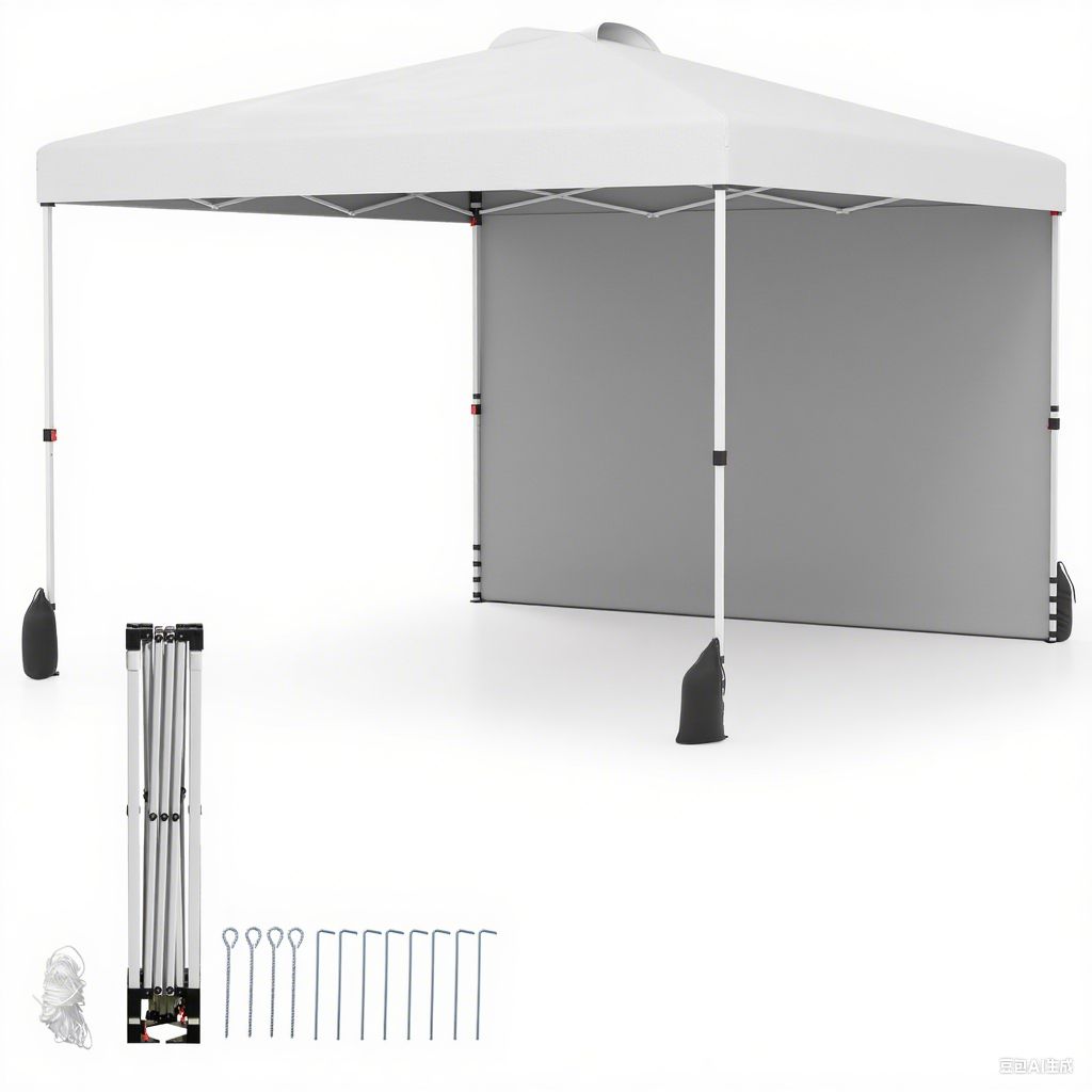 Pavillon de jardin éphémère Coast - 3 x 3 m - paroi latérale amovible - blanc