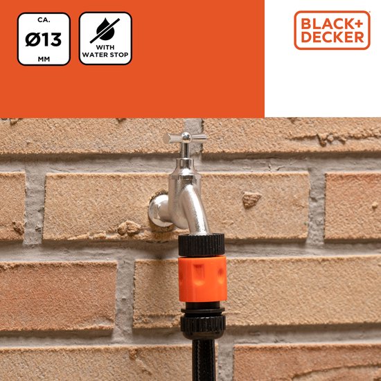 BLACK+DECKER Connecteur de robinetterie 1/2 - ⌀ 13 MM - Connecteur - Plastique - Noir