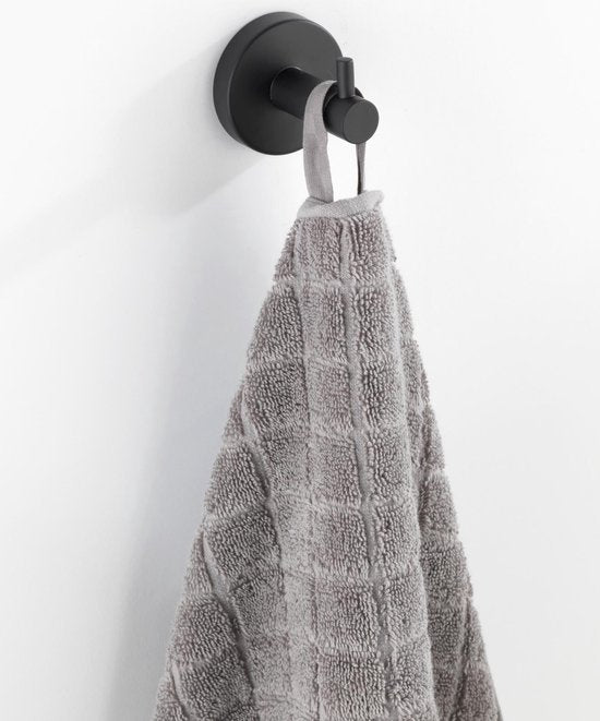 WENKO Crochet à serviettes Bosio en acier inoxydable noir mat - Petit crochet à serviettes - Porte-serviettes - Crochet mural