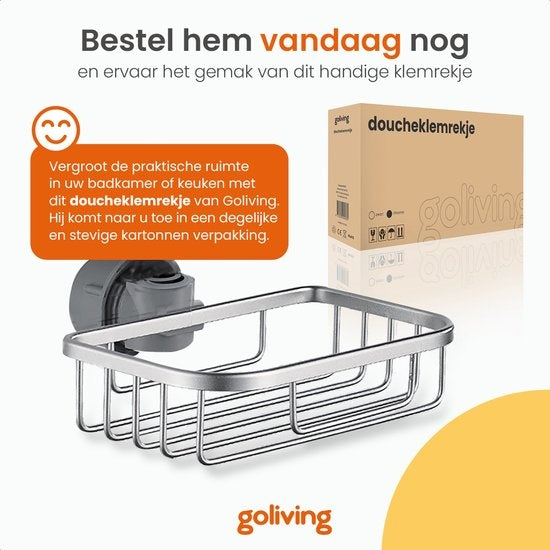 Goliving Support de douche suspendu - Support de douche - Sans perçage - Support de cuisine - Organisateur d'évier - Accessoires de salle de bain - 19,5 cm - Lot de 2 - Argenté