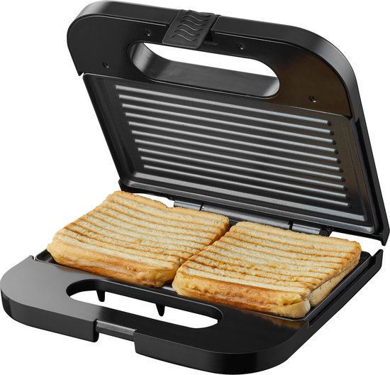 Tomado TGS2001S - Fer à toasti - Gril - Sans PFAS - Toasti maker - 750 watts - 22.5 x 13 cm - Noir/RVS