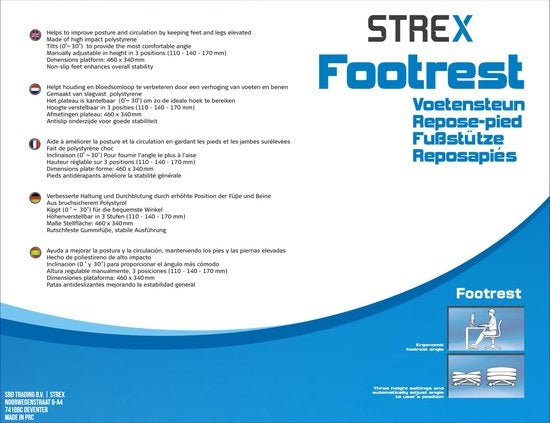 Strex Repose-pieds ergonomique avec rouleaux de massage - réglable - antidérapant - Support pour les pieds Bureau