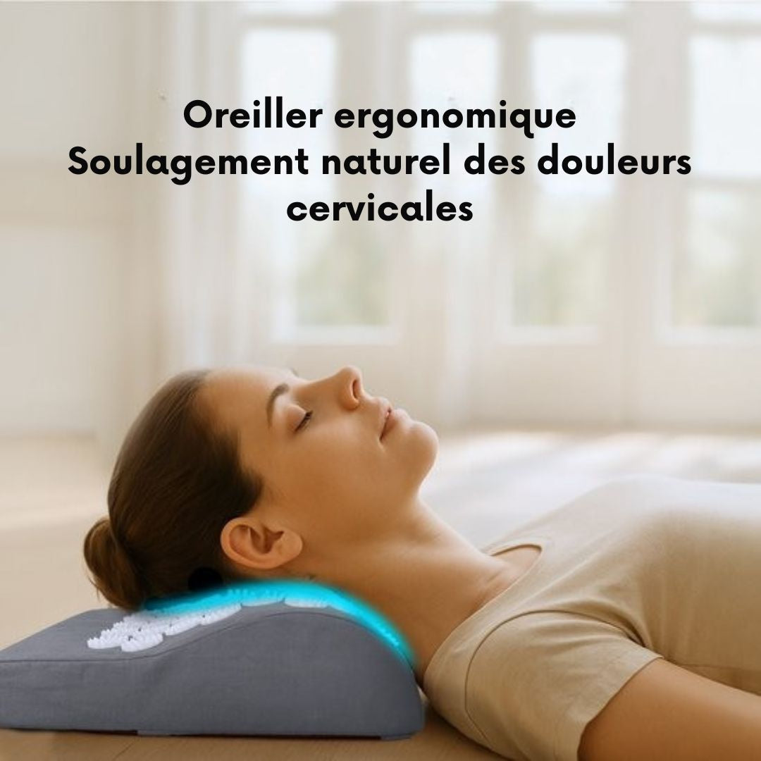 Tapis d'acupression XL LifeGoods - avec coussin - Tapis Shakti - Tapis pour ongles avec 2 balles pour points de déclenchement - 128x48x2cm - Gris/Blanc