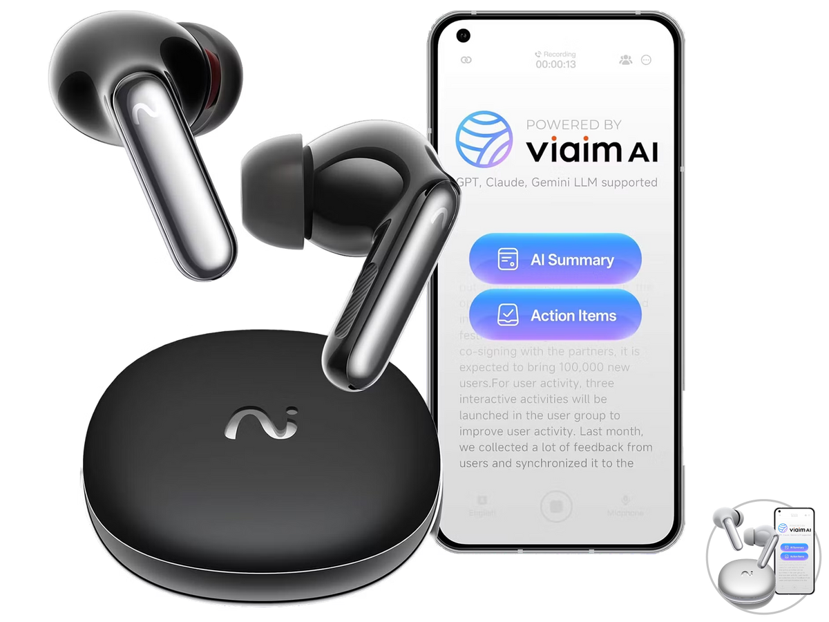 Viaim RecDot AI VoiceRec In-Ears - Reconditionnés - Transcription et traduction par IA - Noir