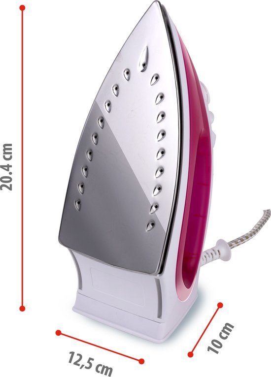 alpina Fer à vapeur - 2000 Watt - Température sans palier - Vapeur boost - Fonction spray - Semelle en acier inoxydable - Rose