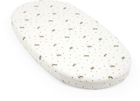 Drap-housse Stokke Sleepi, Mickey Celebration - des draps doux pour de beaux rêves - conçu pour le berceau/lit Stokke Sleepi - 100 % coton fin percale - lavable