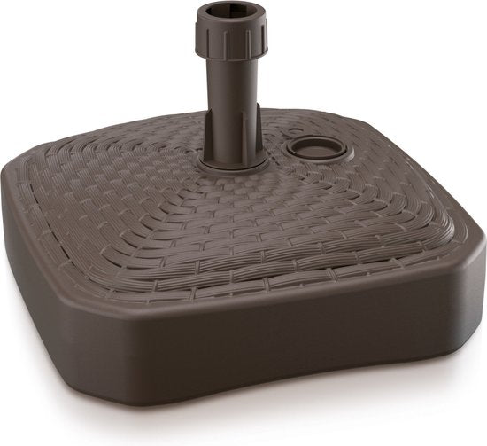 1x Pièces de bases de parasol en plastique rotin carré marron 12 litres - largeur 39 cm