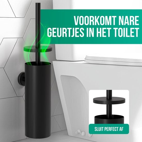 Avalo Toilet Brush With Holder - Hanging - Stainless Steel Black - Toilet Brush With Holder