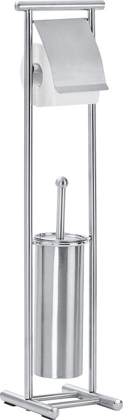 Porte-rouleau de papier toilette et porte-brosse de toilettes Wenko Lioni, 76 cm, acier inoxydable chromé