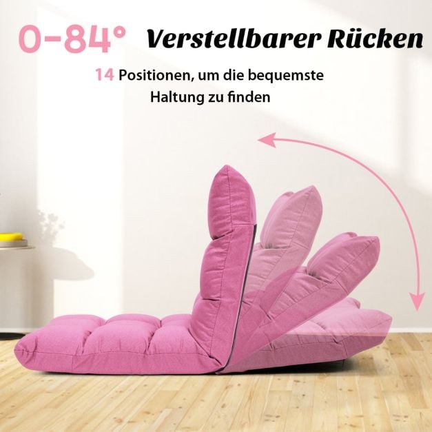 Fauteuil de sol réglable Coast – 14 positions d'inclinaison du dossier – 106,5 x 55,5 x 10 cm – Rose foncé